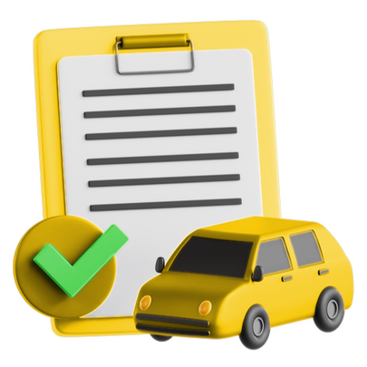 Likwidacja szkód komunikacyjnych Grafika 3D samochodu i listy kontrolnej – kompleksowa obsługa szkód komunikacyjnych